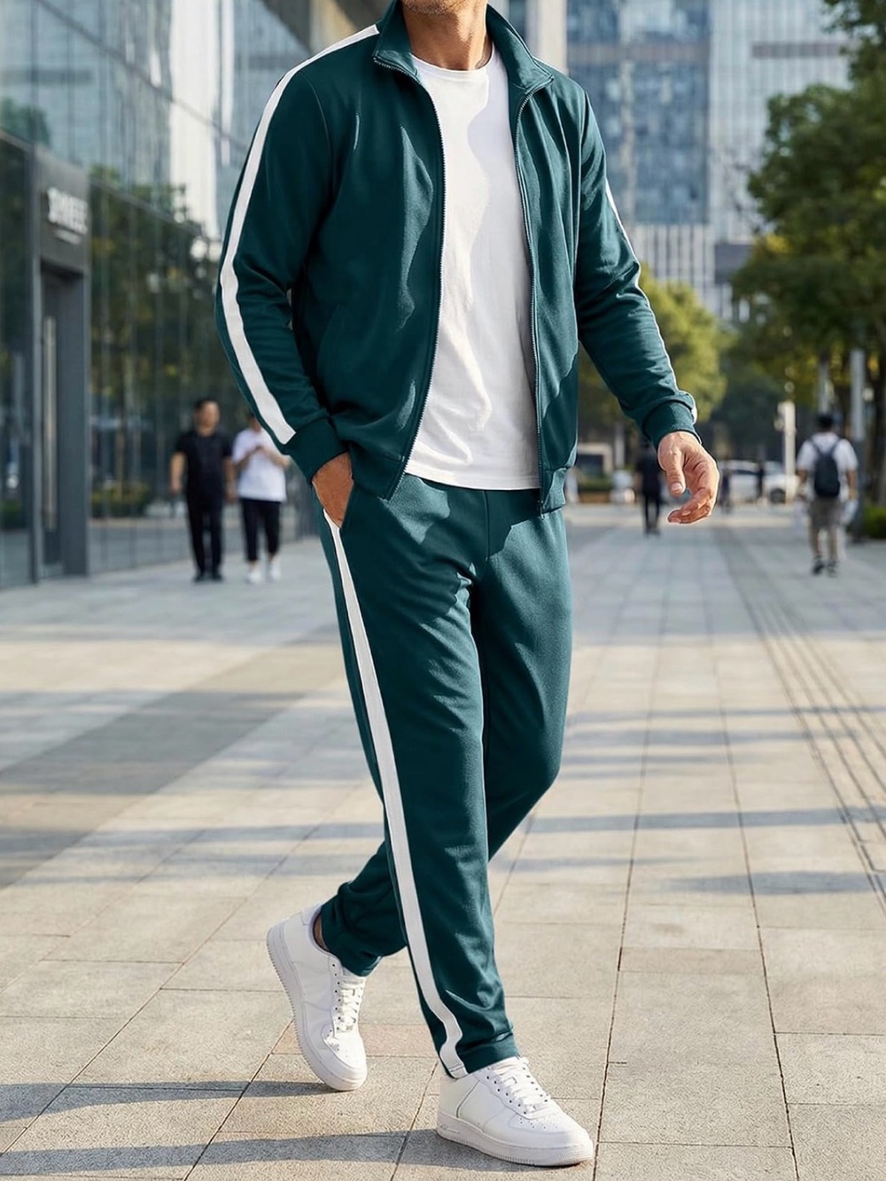 Men's Dark Teal Tracksuit Set Pants with Side Stripe XL